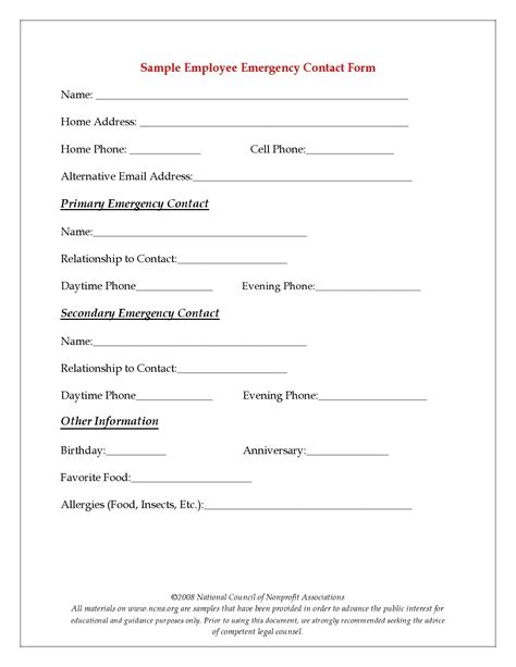 30 Printable Emergency Contact Forms (100% Free)