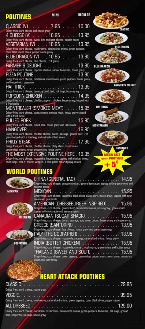 Menu Poutineville Trenton Ontario | Poutines - Burgers