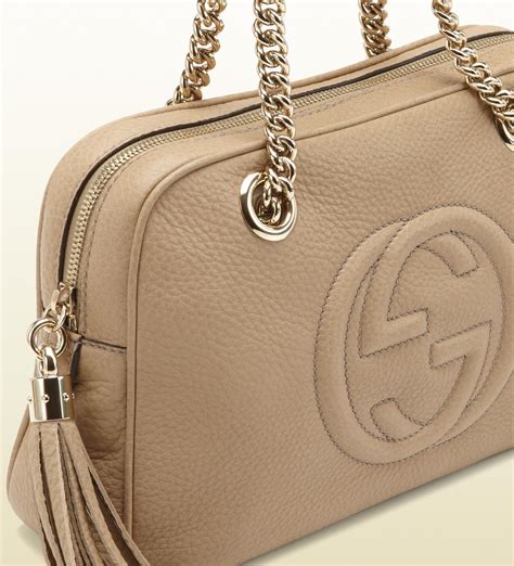 Lyst - Gucci Soho Leather Shoulder Bag in Natural