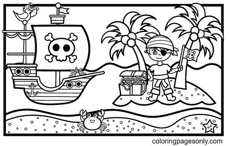 Pirate Ship Coloring Picture - Free Printable Templates