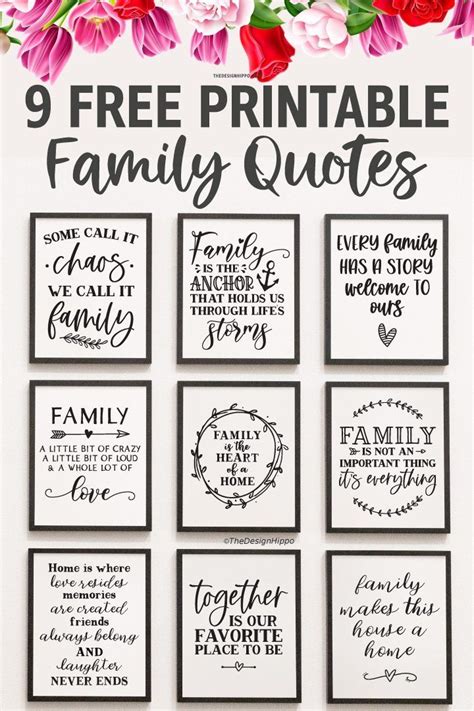 Make beautiful farmhouse style wall art and framed art using these free family quote printables ...