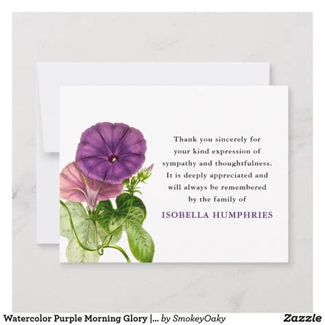 Watercolor Purple Morning Glory | Thank You | Zazzle | Funeral thank you cards, Sympathy thank ...