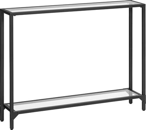 Amazon.com: GOFLAME 31.5” Modern Console Table, Narrow Entryway Table with Tempered Glass Top ...