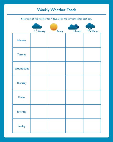 Printable Weather Chart For Kindergarten