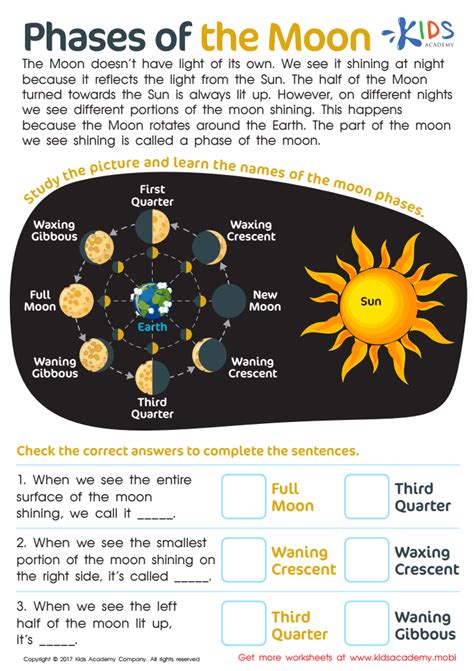 Printable Phases Of The Moon Worksheets - prntbl ...