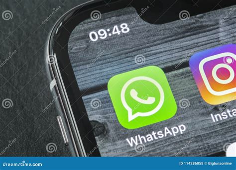 Whatsapp Messenger Application Icon on Apple IPhone X Smartphone Screen ...