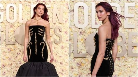 Dua Lipa in black Schiaparelli gown was best-dressed star at Golden ...