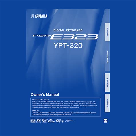 Yamaha PSR-E323 / YPT-320 Digital Keyboard User Manual