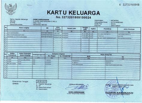 Format Kartu Keluarga Excel