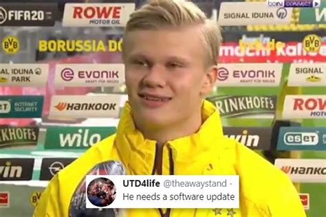 Watch awkward Haaland interview as fans joke ‘he needs software update ...