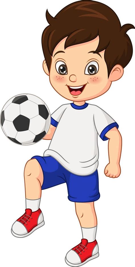 Download Cartoon little boy playing football for free | Cute cartoon ...