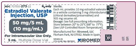 Estradiol Valerate Injection: Package Insert - Drugs.com