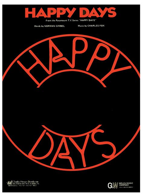 HAPPY DAYS - Theme from the TV Series - Sheet Music | Buysoundtrax