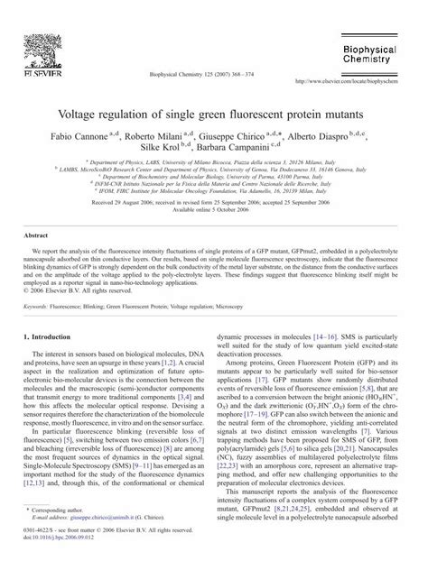 (PDF) Voltage regulation of single green fluorescent protein mutants ...