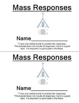 Catholic Mass Responses Booklet by Jessica Swarts | TPT