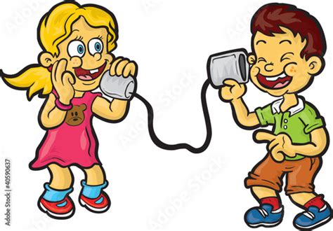 "Kids having fun talking on tin can phone" Stock image and royalty-free vector files on Fotolia ...
