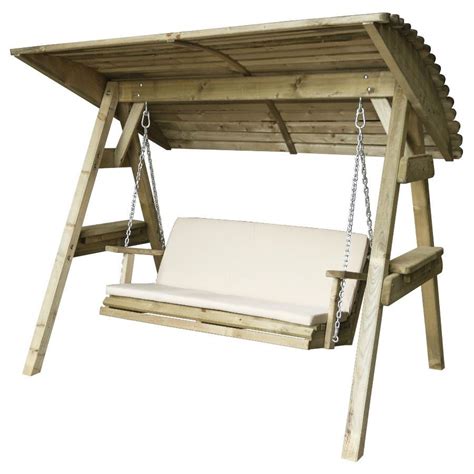 Zest4Leisure Wooden Miami Swing Seat & Cushion - Stone | Bank