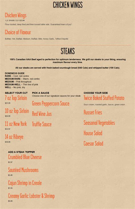 Jack Astor's Menu Prices