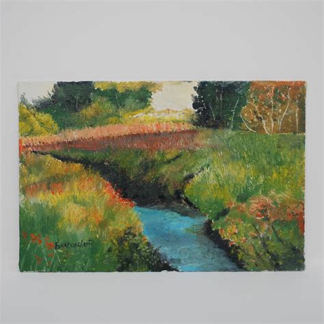 Water Stream Oil Painting - Art by Brko - Old Barn Flower Farm