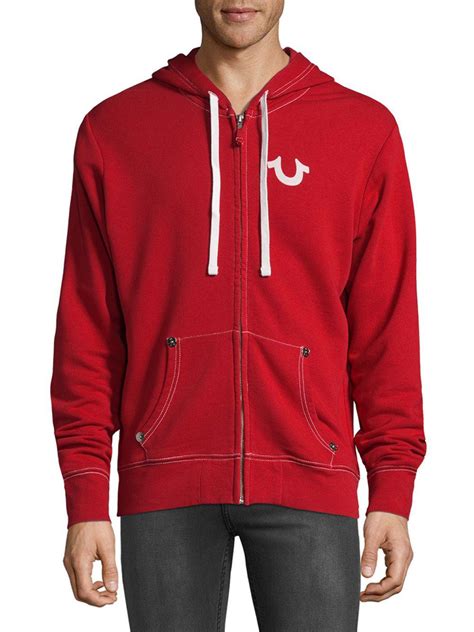 Lyst - True Religion Classic Logo Zip-up Hoodie in Red for Men