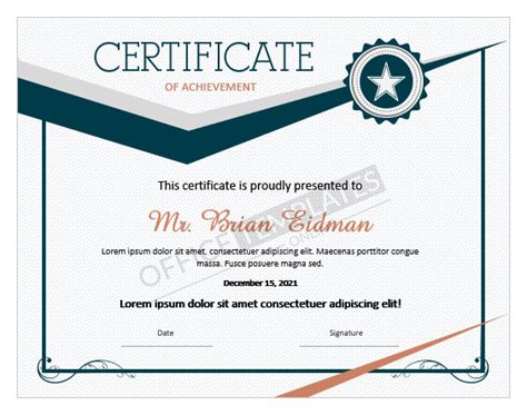 5+ Best Certificate of Achievement Templates in MS Word