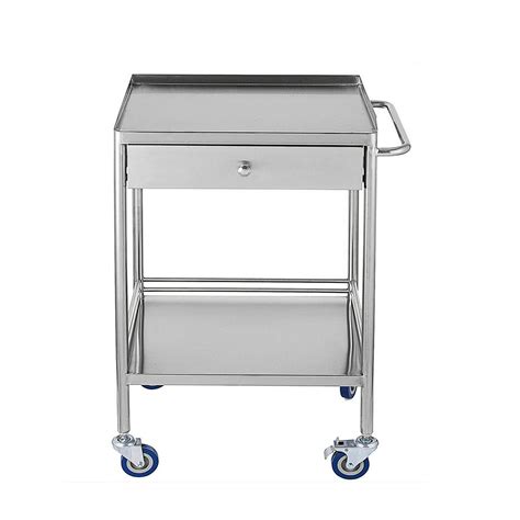 Buy 2-Layer Medical Trolley Stainless Steel care Trolley Mobile Care ...