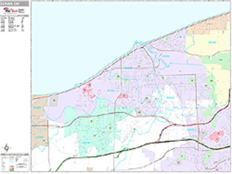 Lorain Ohio Zip Code Wall Map (Premium Style) by MarketMAPS