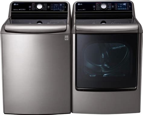 LG LGWADRGV32 Side-by-Side Washer & Dryer Set with Top Load Washer and Gas Dryer in Graphite Steel