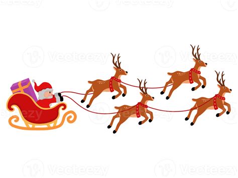 Christmas with Santa Claus and Reindeer Flying 12520954 PNG