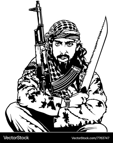 Sitting Terrorist Royalty Free Vector Image - VectorStock