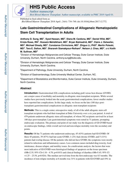 (PDF) Late Gastrointestinal Complications of Allogeneic Hematopoietic Stem Cell Transplantation ...