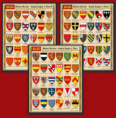 HERALDRY OF ENGLISH KNIGHTS - 3 prints - 90 Total Designs | eBay