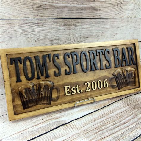 Buy Hand Crafted Home Bar Sign Man Cave Custom Wood Sign Pub Bar Decor Rustic Home Decor, made ...