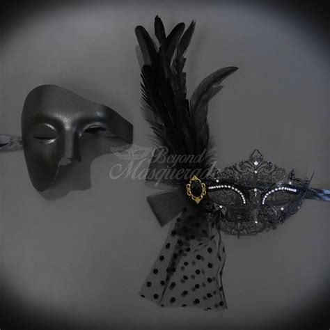 Couples Masquerade Mask Black Mardi Gras Mask Set Masquerade | Etsy