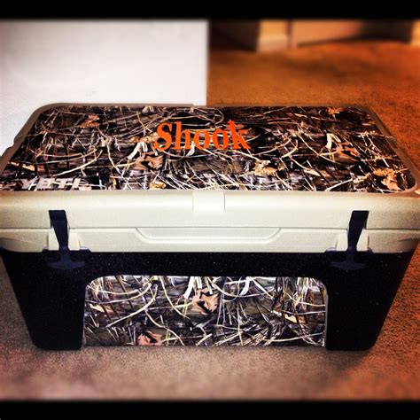 Yeti cooler Line X'd, wrapped in camouflage, and a vinyl monogram on top | Yeti cooler, Vinyl ...