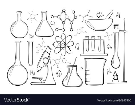 Draw Chemistry Lab Equipment : Hand Drawn Set Of Chemistry Laboratory ...