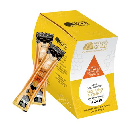 Manuka Honey MGO 263 with Australian Native Bee Propolis - Box of 12g – Natures Gold