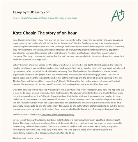 Kate Chopin The story of an hour - PHDessay.com