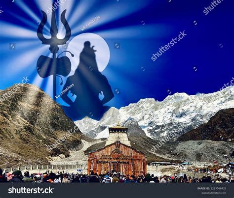 Lord Shiva Illustration Behind Kedarnath Temple: ภาพประกอบสต็อก ...