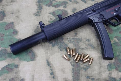 Submachine Gun MP5 With Silencer Stock Photo - Image of handgun, enforcement: 101497352