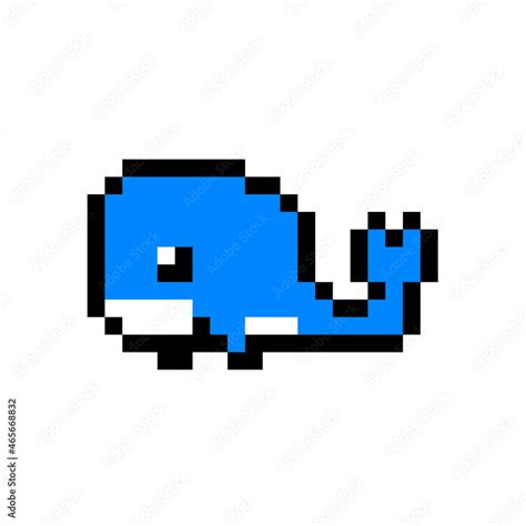 pixel art weird blue whale with fountain on its head for whale icon ...