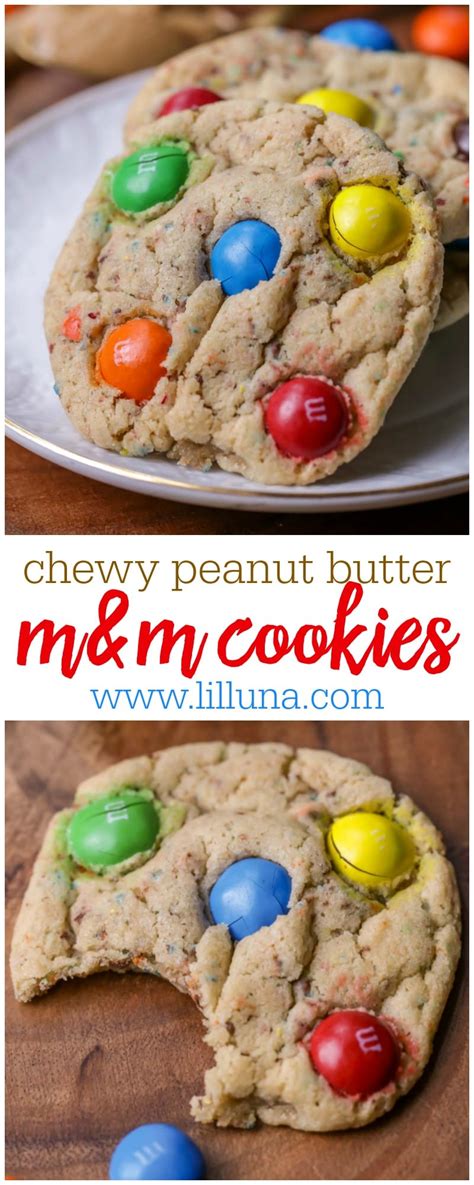 Peanut Butter M&M Cookies {Soft + Chewy!} | Lil' Luna