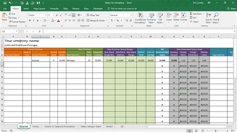 Salary Increase Template Excel, Compensation Metrics Calculations