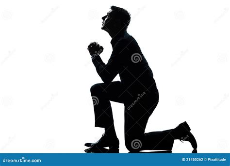 Silhouette Man Kneeling Praying Full Length Royalty-Free Stock Image | CartoonDealer.com #21450262