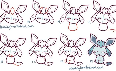 How To Draw Glaceon From Pokemon Cute Kawaii Chibi Easy Step By Step ...