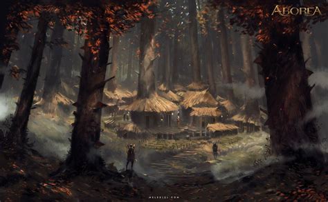 Forest Village, Nele Diel on ArtStation at https://www.artstation.com/artwork/PBGVy | Arte de ...