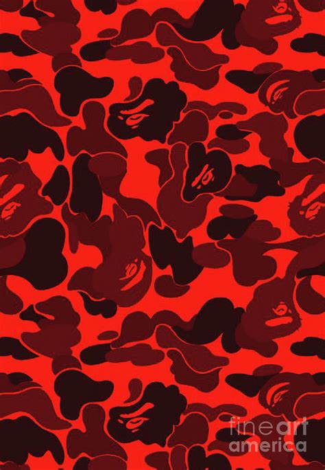 Camo Red Bape Digital Art by Artist Art | Pixels