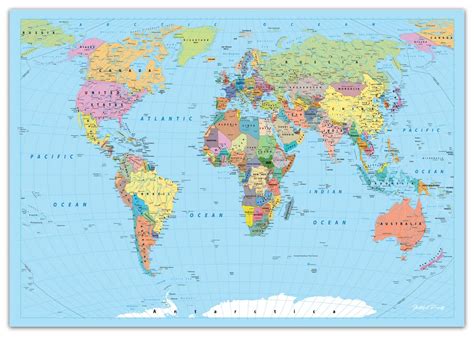 Buy Faithful Prints World Atlas Print Geography Educational Classroom Chart (A3 (297 x 420mm ...
