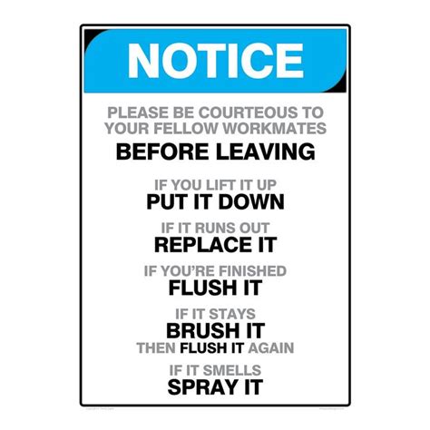 Bathroom Etiquette Poster for Your Workplace digital Product - Etsy UK in 2024 | Bathroom ...