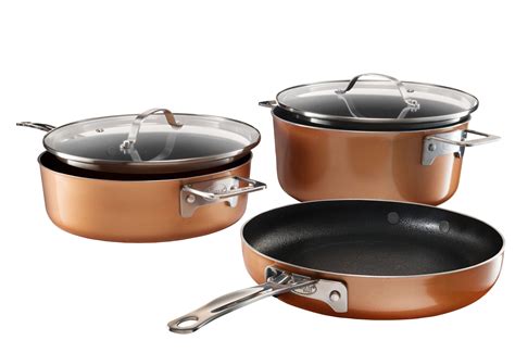 Gotham Steel Stackable Pots and Pans Set – Stackmaster 5 Piece Cookware Set with Ultra Nonstick ...